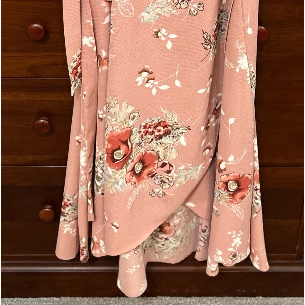 Bobeau pink floral wrap skirt.